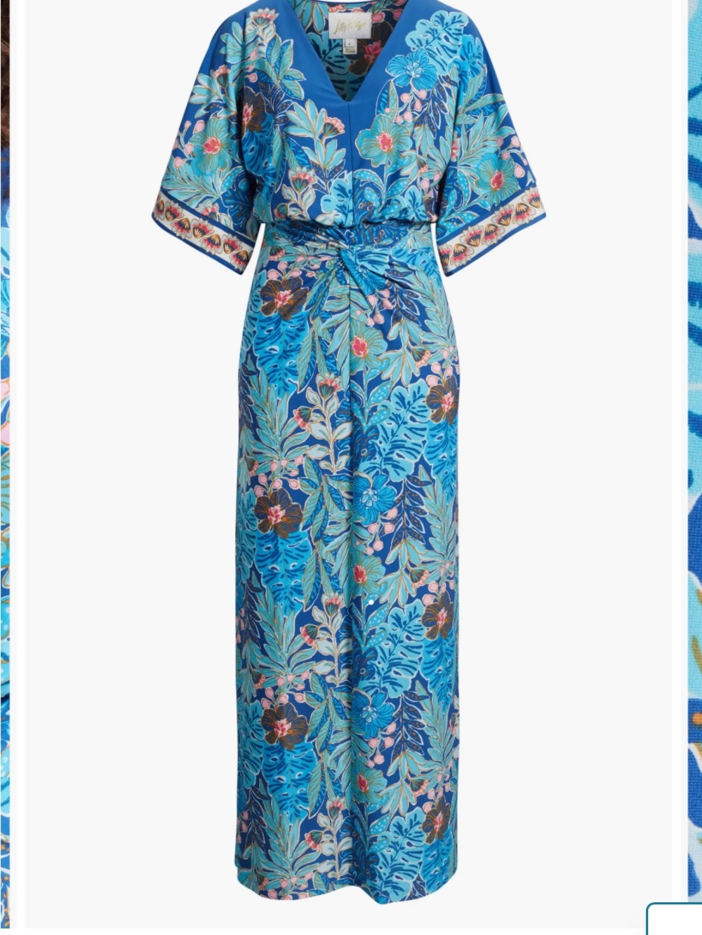 NWT- Lilly Pulitzer Blue Tropical Floral Maxi Dress